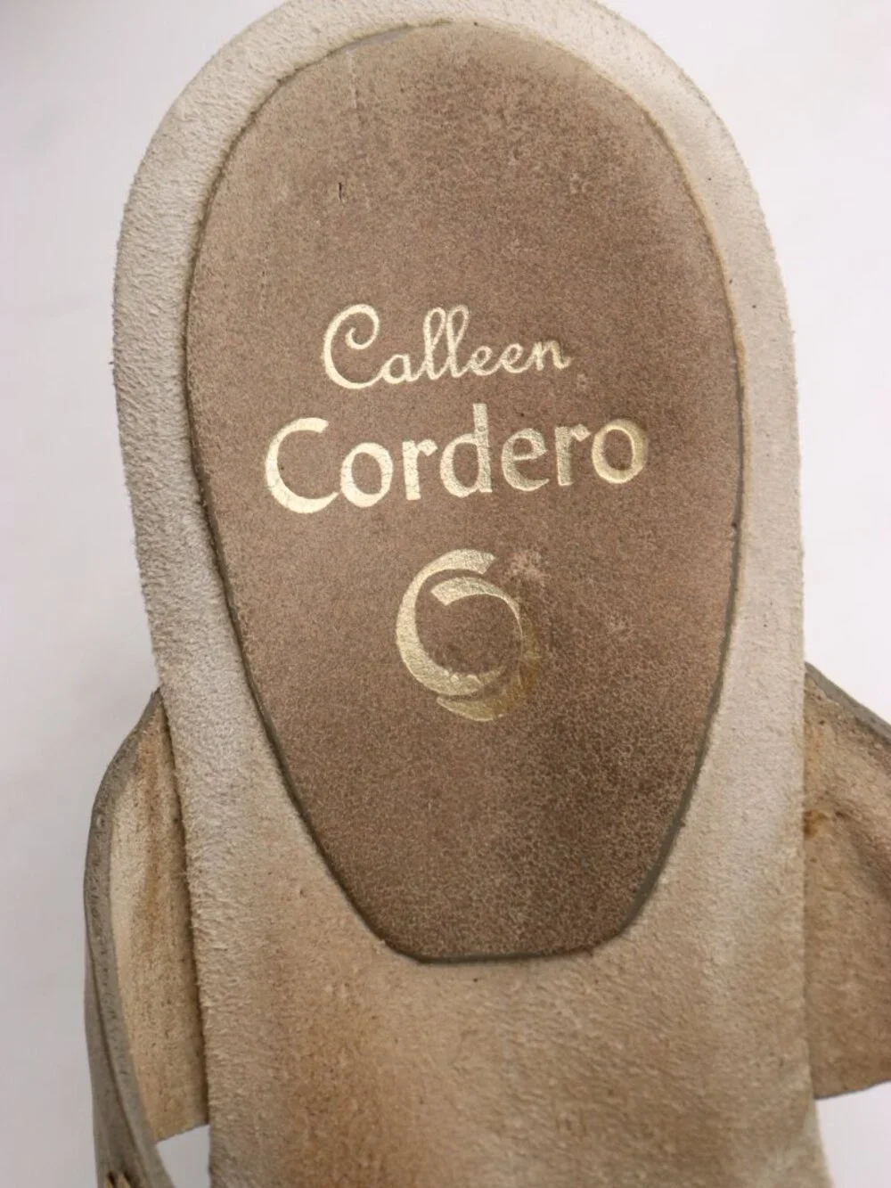 Calleen Cordero Women's Size 8 Studded Beige Leather Platform Sandal Heels